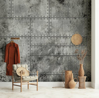 Industrial Rivet Plate Wall Mural - Wallanza