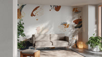 Artistic inkblot pattern mural for bold and modern living room aesthetics.
