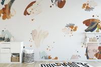 Watercolor floral view mural with soft and elegant flower designs in kids area.
