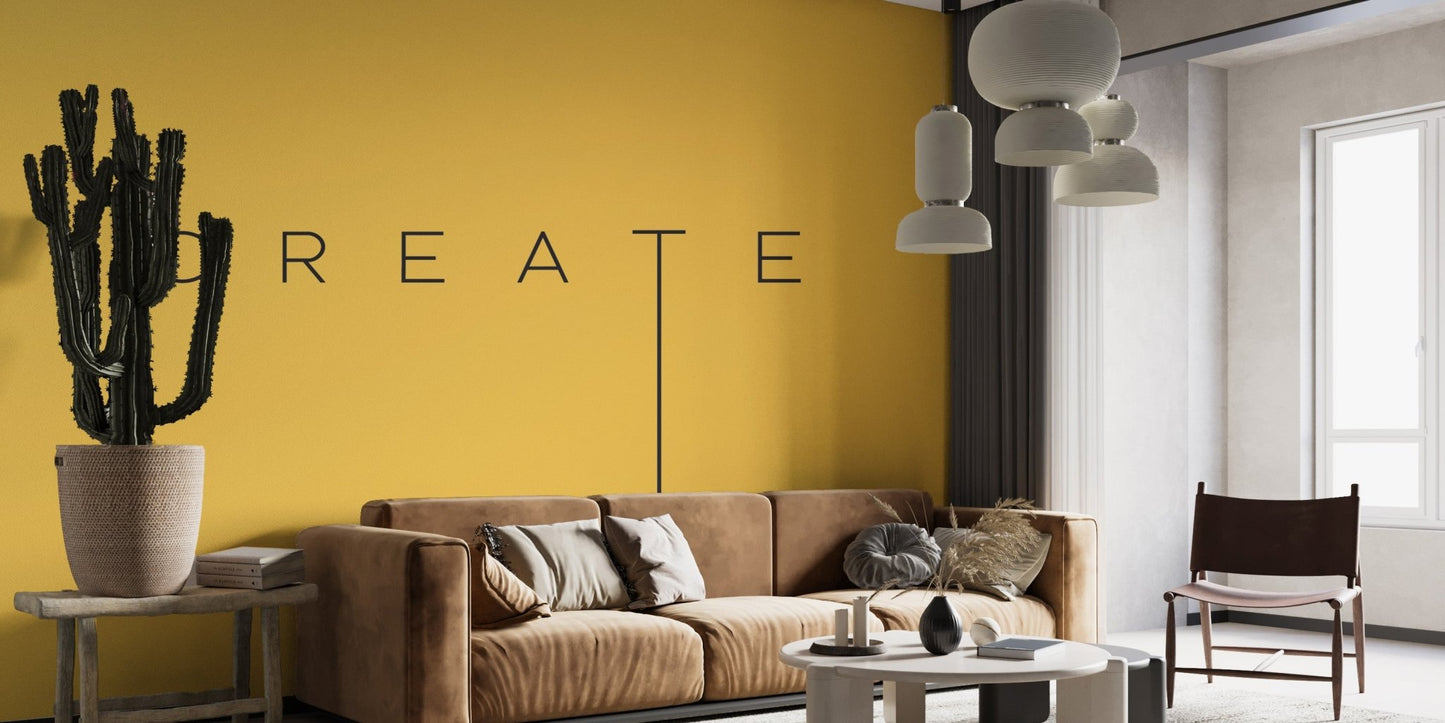 Minimal art wall mural with bold typography and open space.