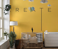 Innovative minds wall mural featuring clean linear typography.