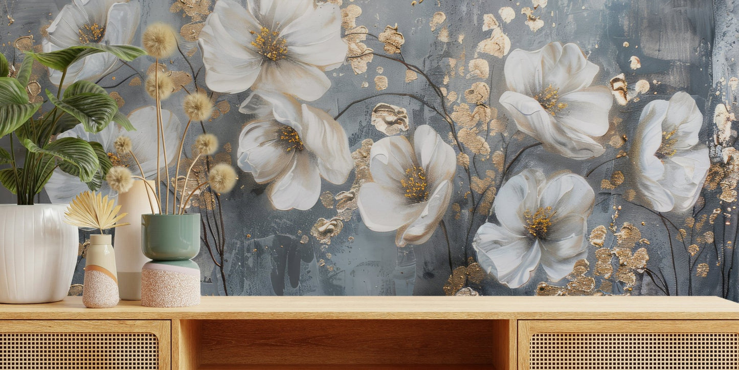 Ivory Petals Wall Mural - Wallanza