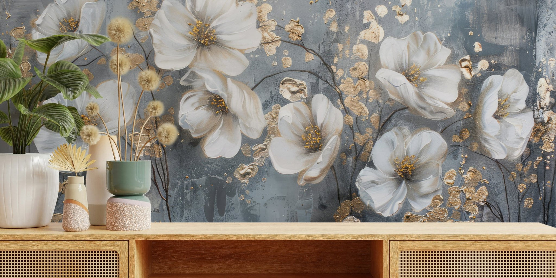 Ivory Petals Wall Mural - Wallanza