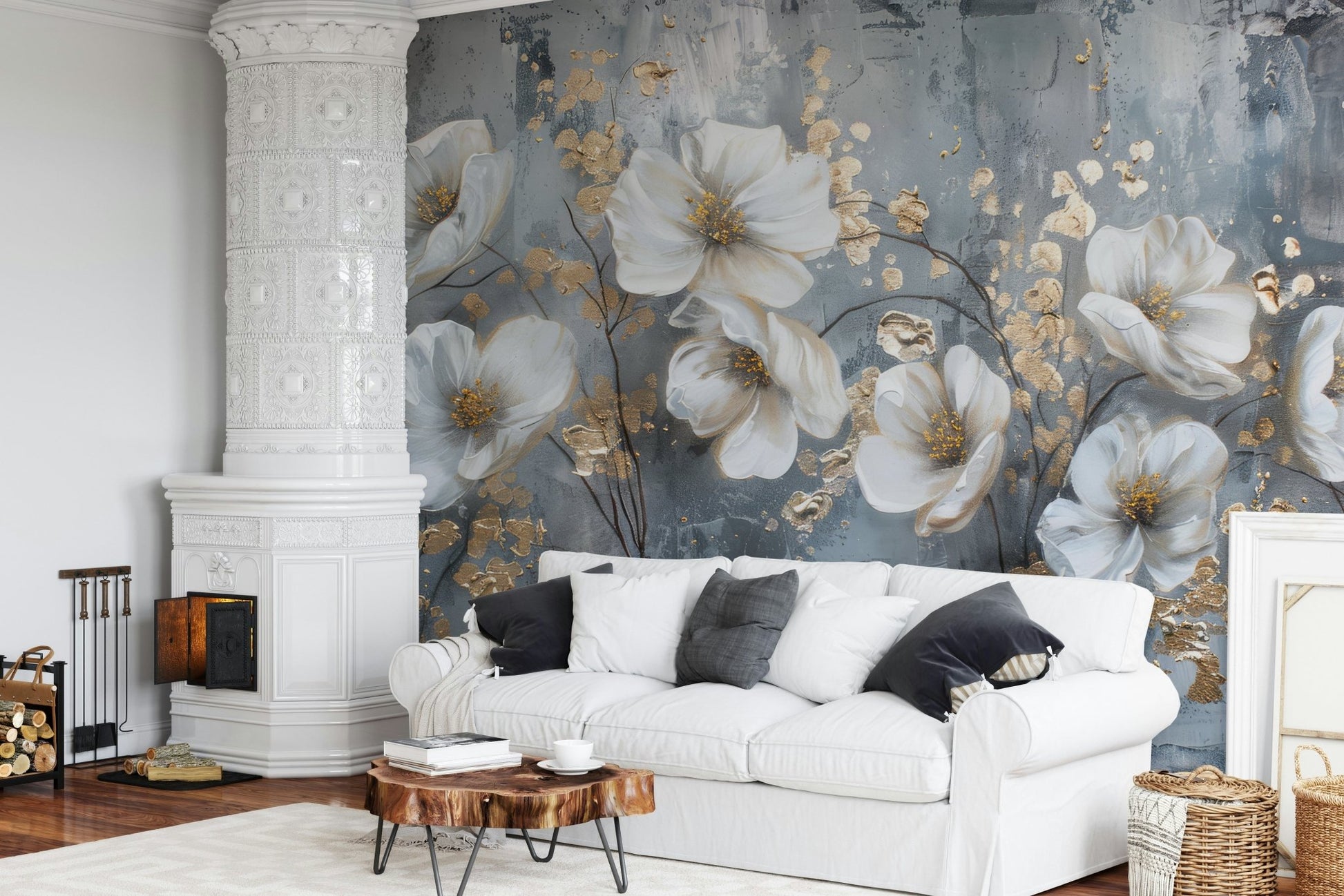 Ivory Petals Wall Mural - Wallanza