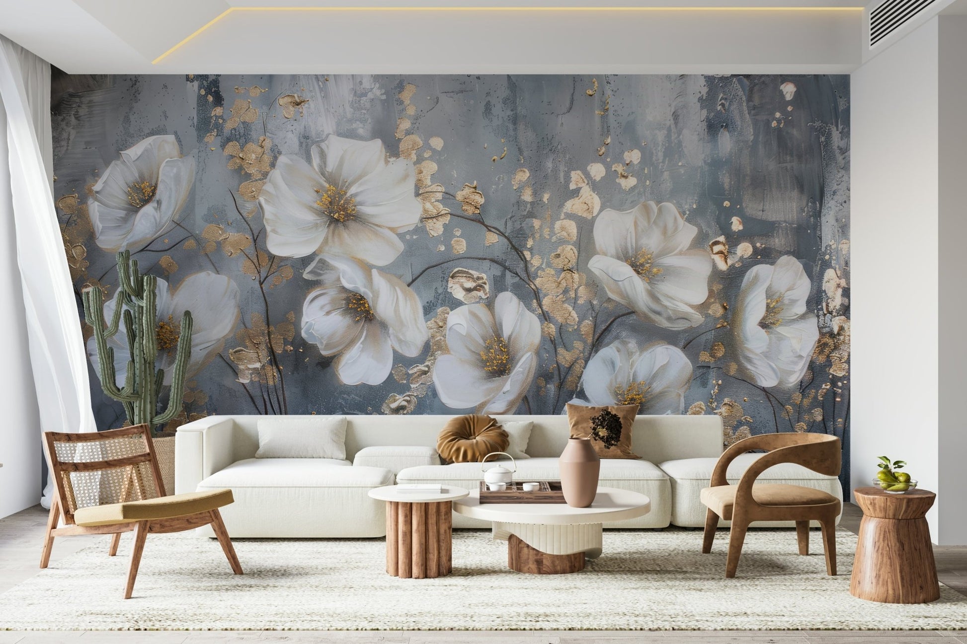 Ivory Petals Wall Mural - Wallanza
