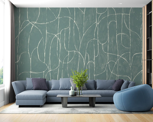 Minimalist muted blue wallpaper for a calm interior aesthetic.