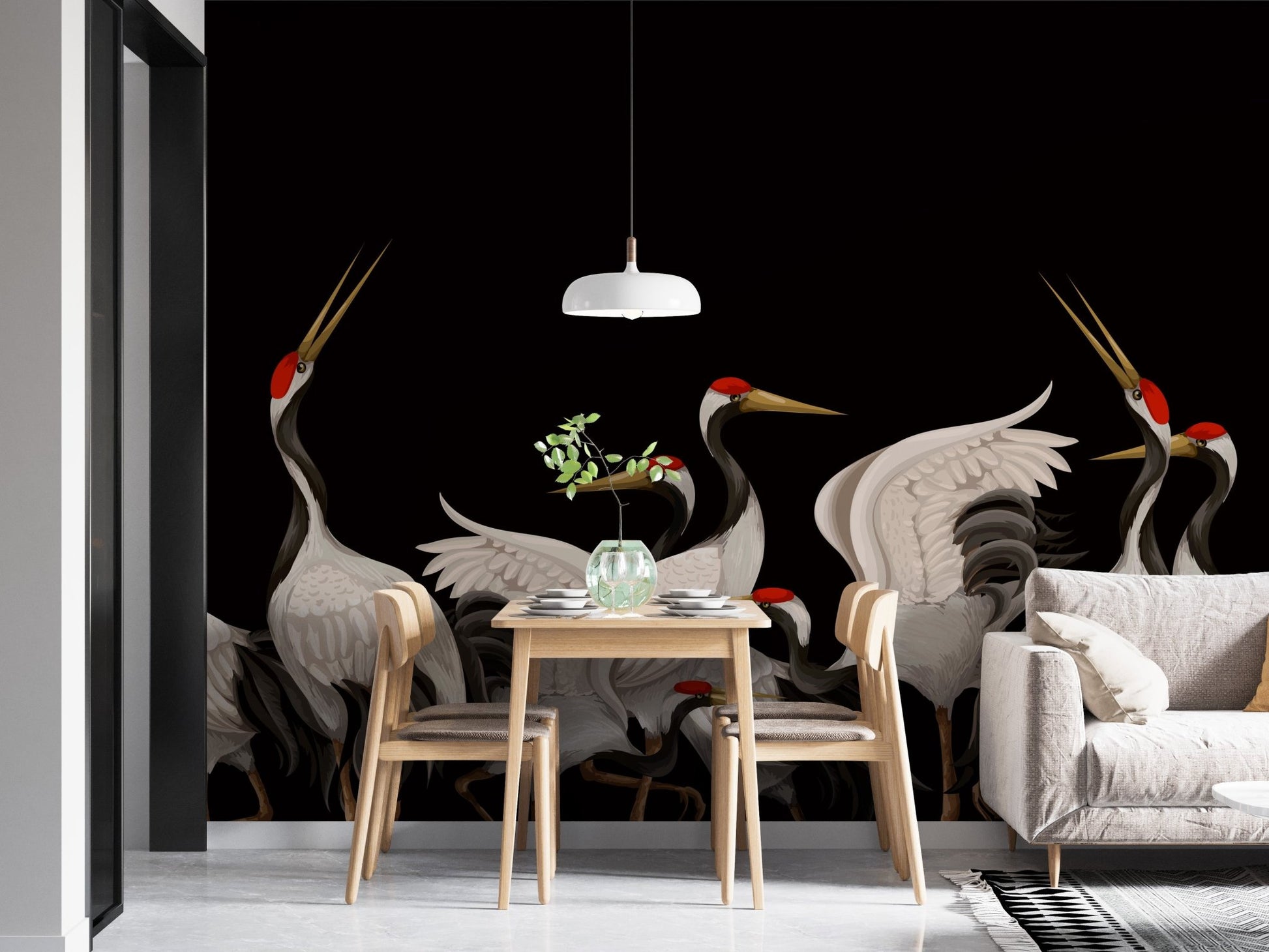 Japanese Crane Elegance Removable Murals - Wallanza