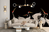 Stylish crane wallpaper mural decor
