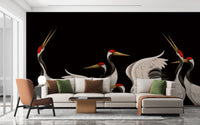 Japanese crane design wall mural art
