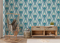 Crane bird-inspired Japanese wallpaper in nursery space.