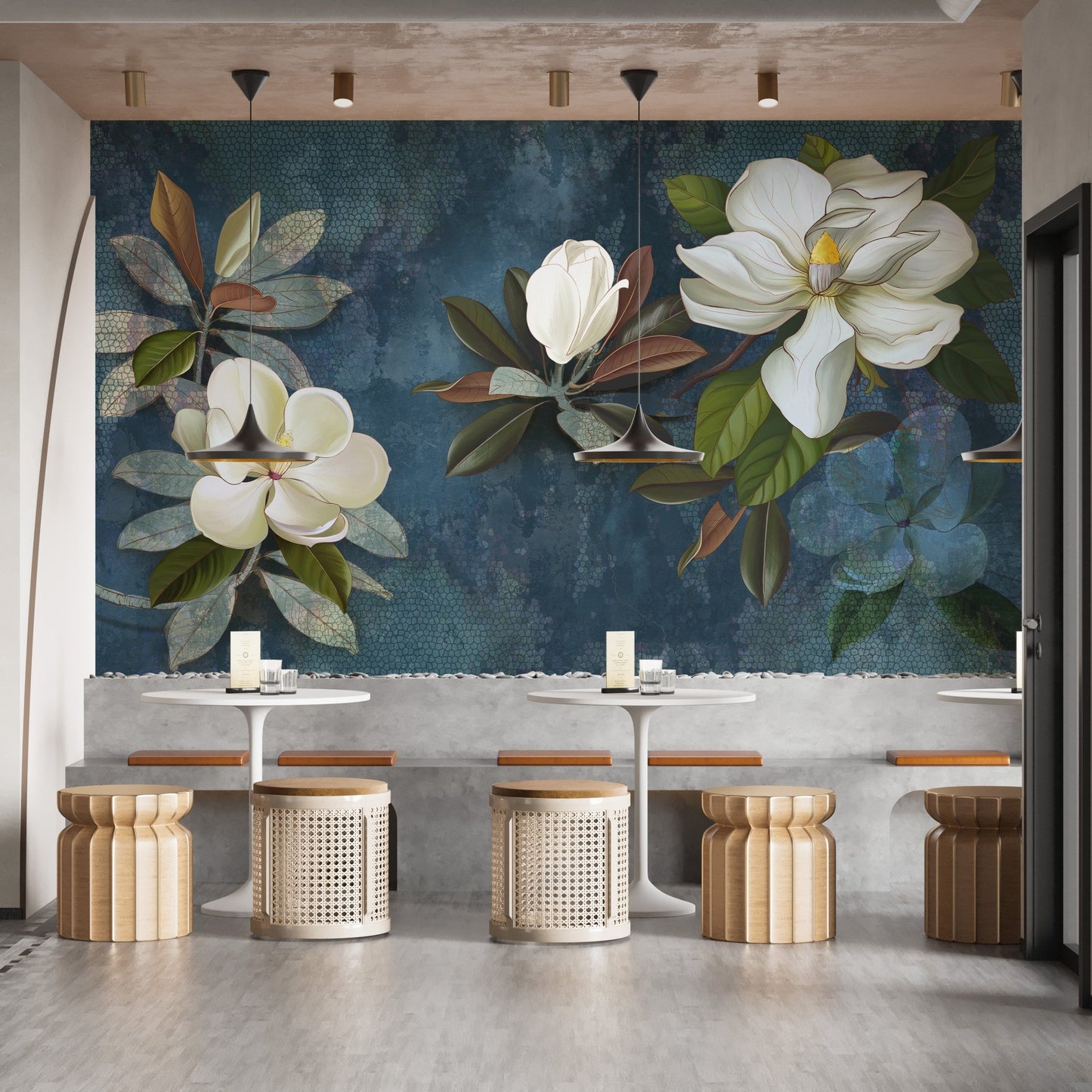 Decorative jasmine flower wall mural for dining room interior walls