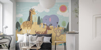 Playful jungle mural used as a feature wall in a small room.