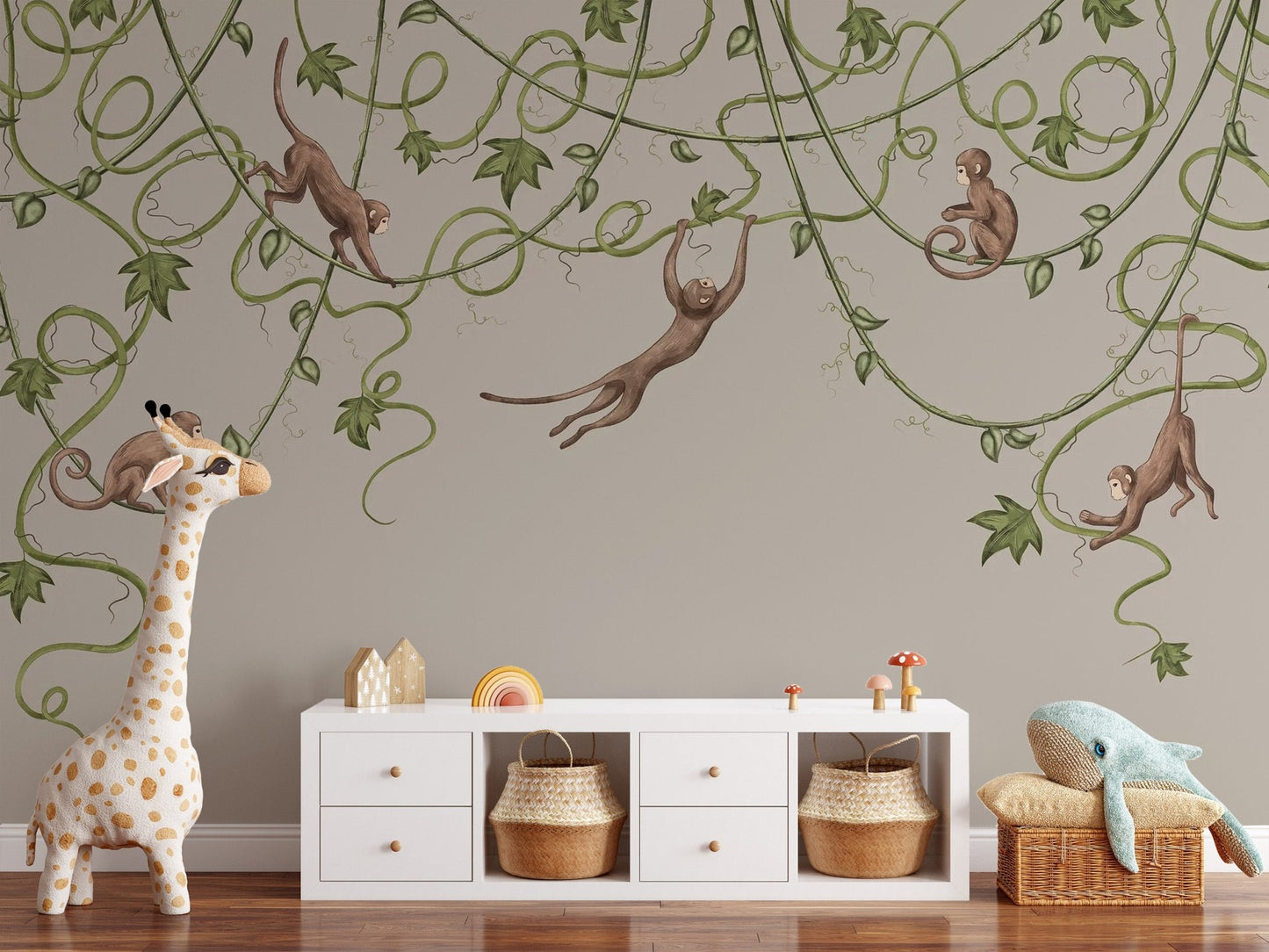 Joyful Monkey Nursery Wallpaper - Wallanza