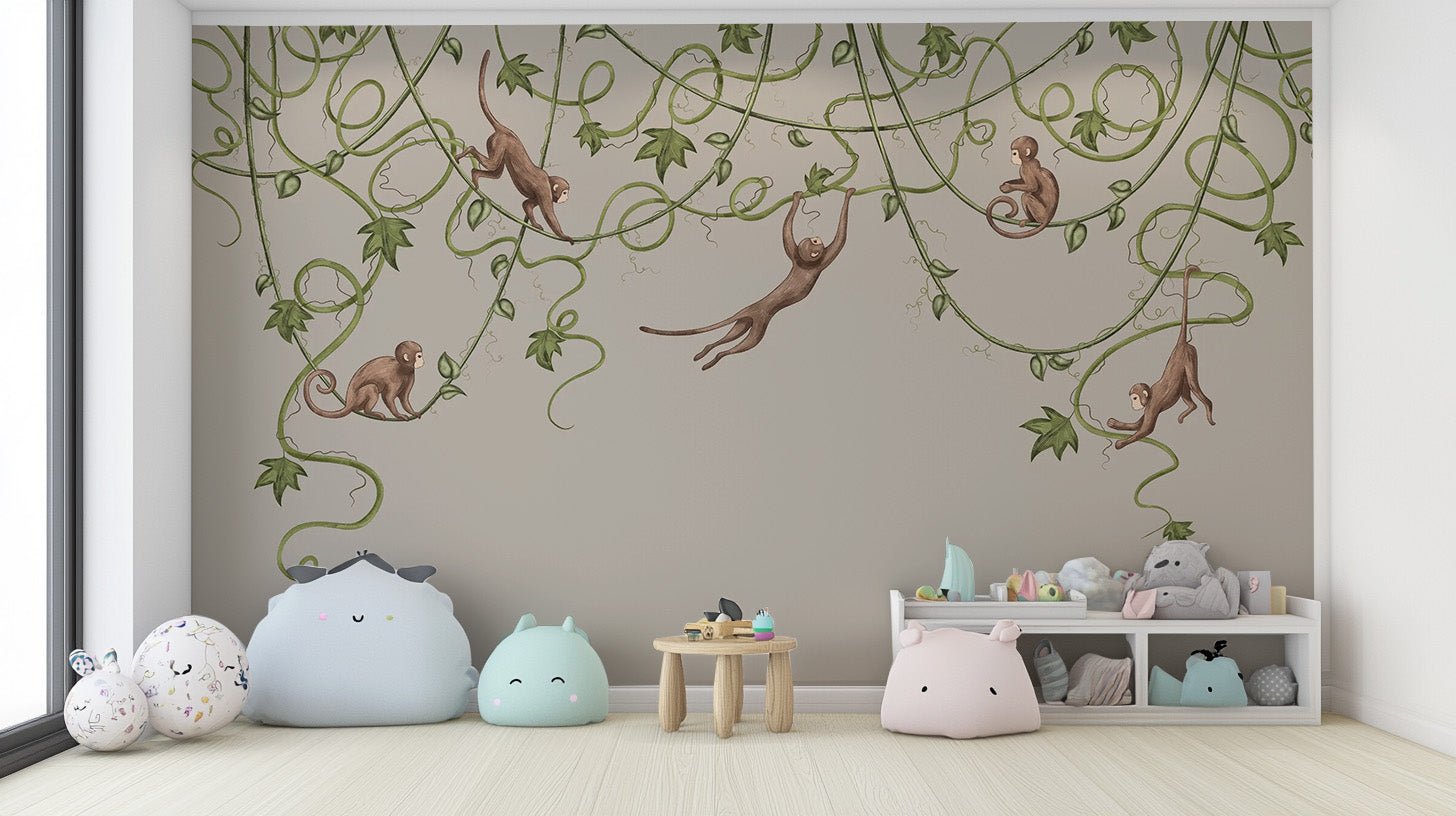 Joyful Monkey Nursery Wallpaper - Wallanza