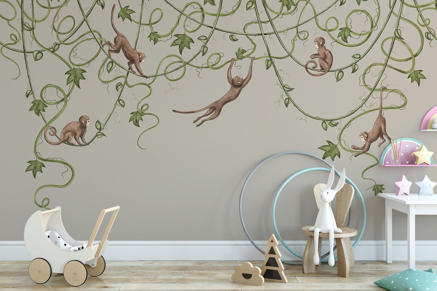 Joyful Monkey Nursery Wallpaper - Wallanza