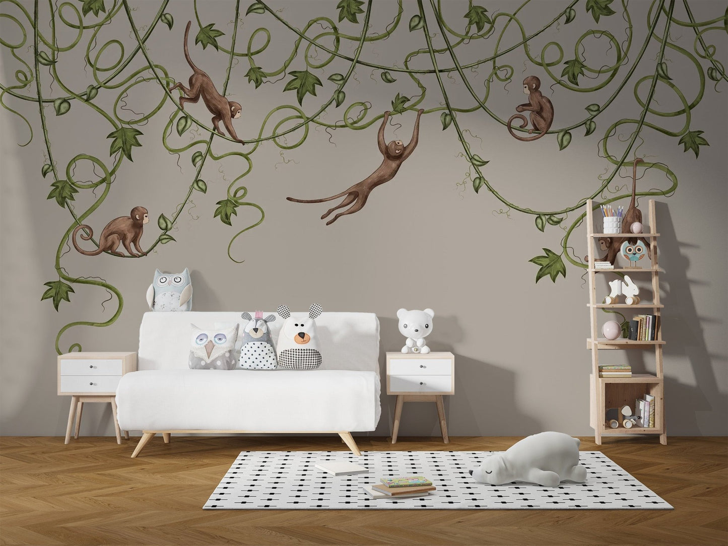 Joyful Monkey Nursery Wallpaper - Wallanza