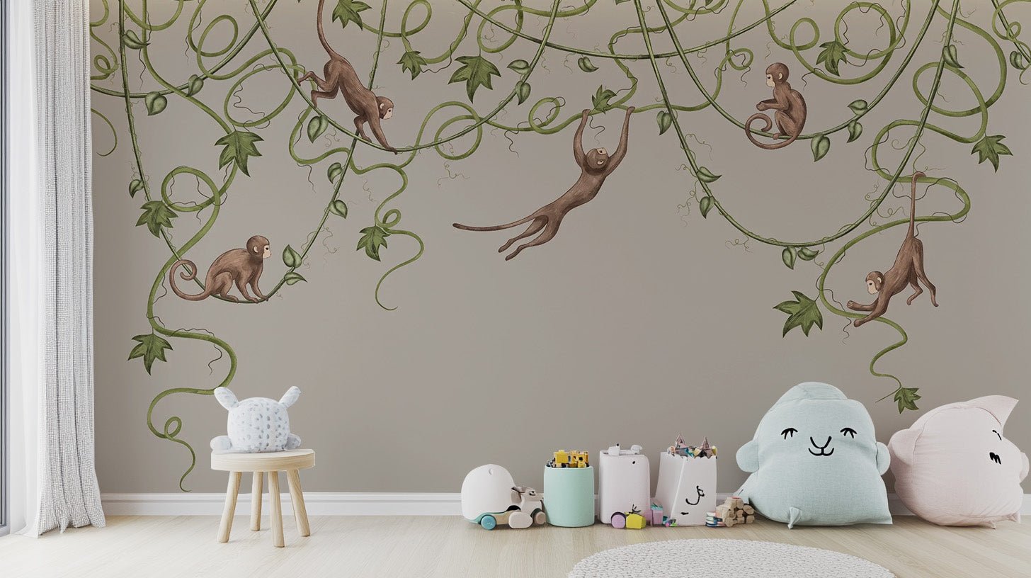 Joyful Monkey Nursery Wallpaper - Wallanza