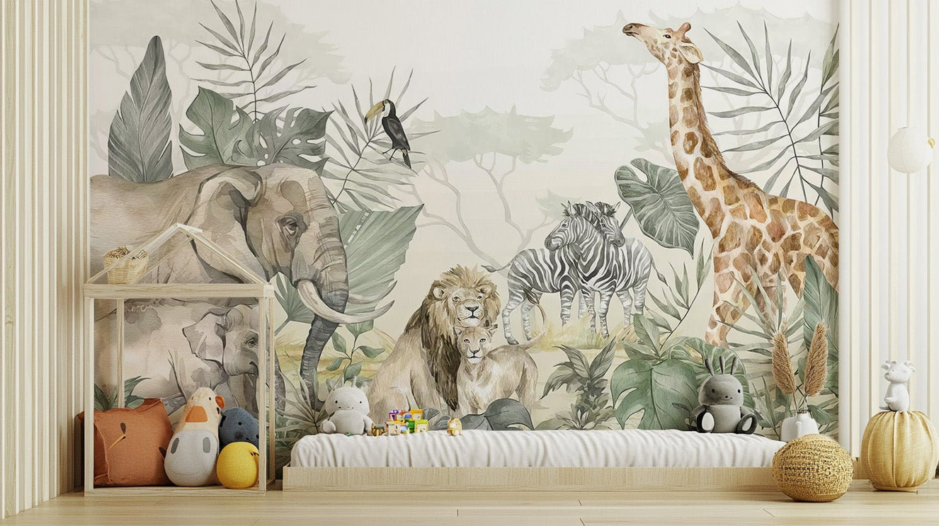 Jungle Animal Wallpaper Mural - Wallanza