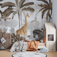 Jungle Jive Sepia Wallpaper Mural - Wallanza