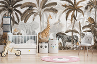 Jungle Jive Sepia Wallpaper Mural - Wallanza