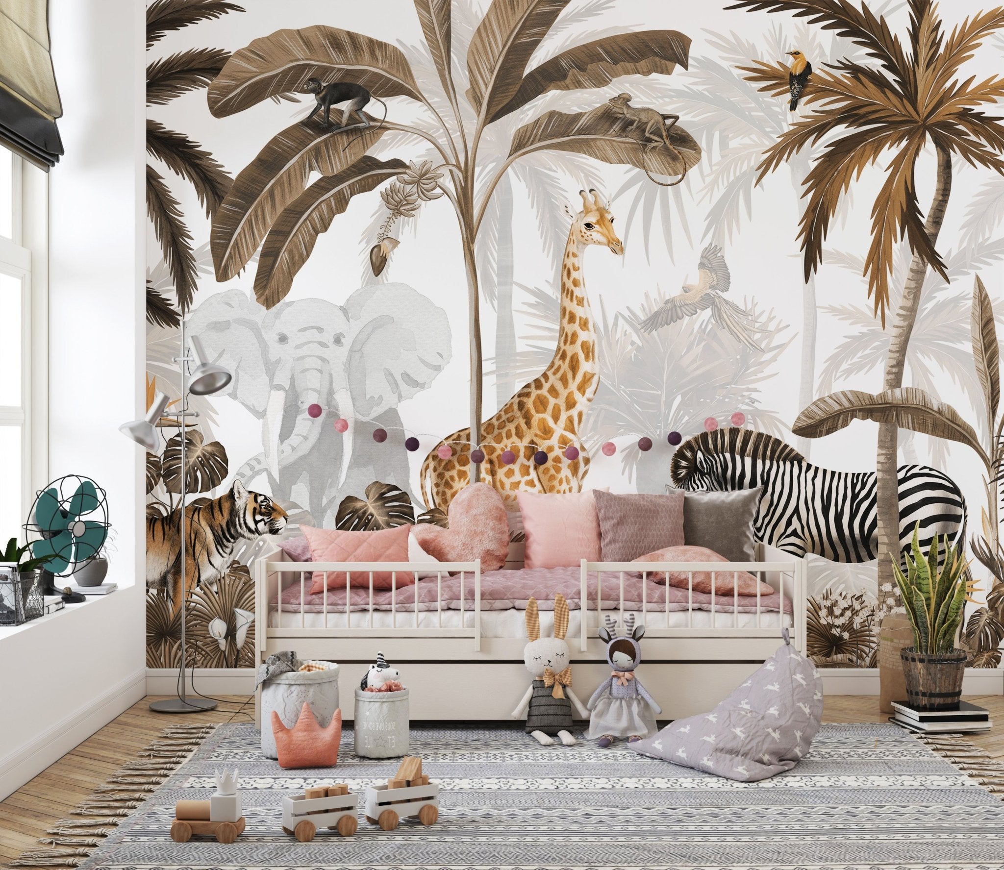 Buy Jungle Jive Sepia Wallpaper Mural for Kids Rooms