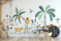 Wall mural featuring a jungle safari for kids room interiors.
