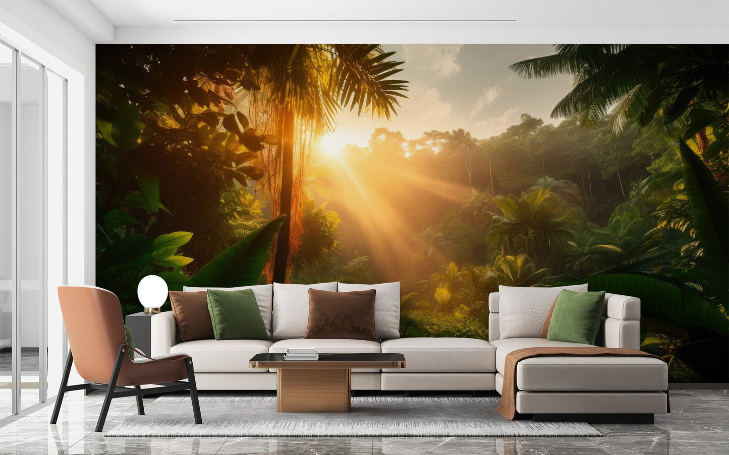 Wild greenery wallpaper showing a bright tropical morning.