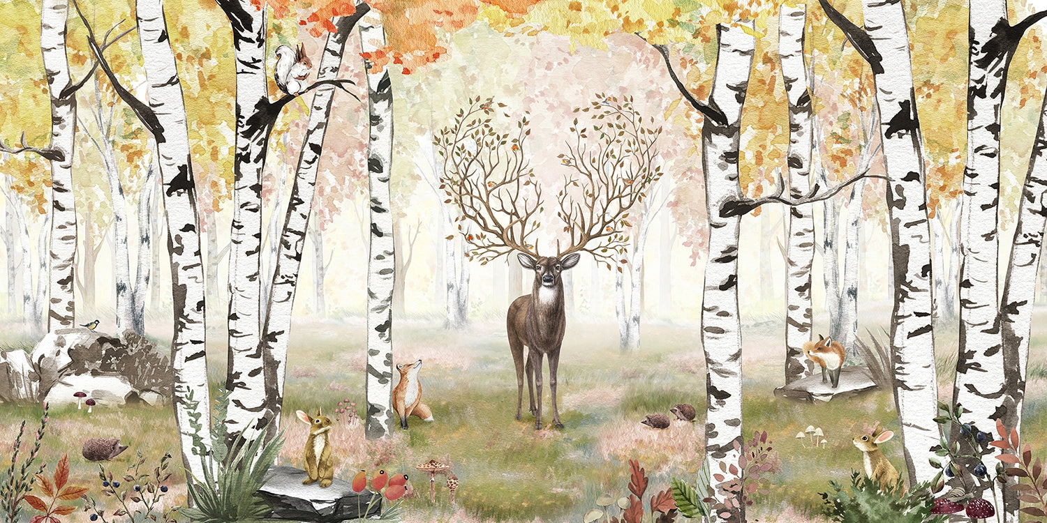 Autumn Antlered Woodland Majesty Mural