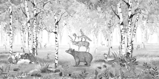Black and White Forest Wall Mural