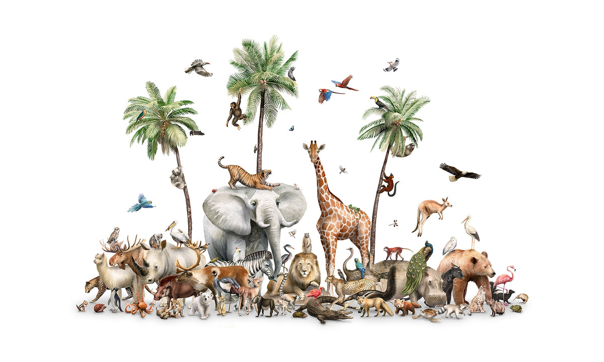 Global Animals Collection Wall Mural in your room — zoomed
