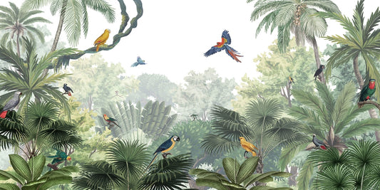 Colorful Parrots Jungle Wall Mural