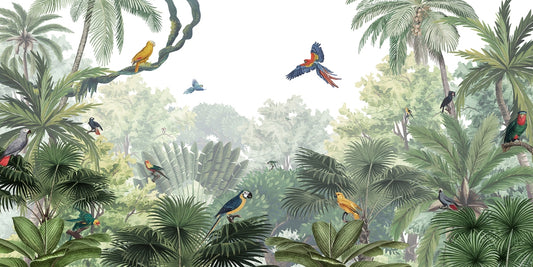 Colorful Parrots Jungle Wall Mural