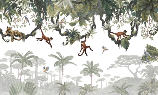 Cheeky Monkeys Jungle Wall Mural
