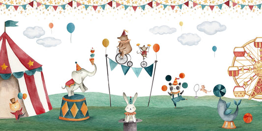 Playful Circus Animals Wall Mural