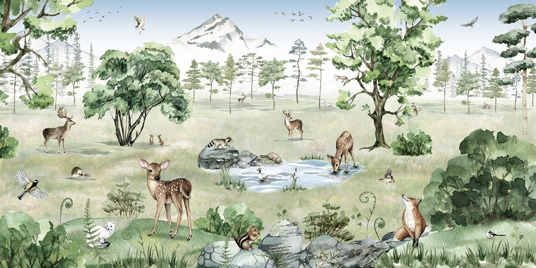 Forest Deer Wildlife Wall Mural in your room
