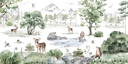 Winter Deer Forest Wallpaper Mural