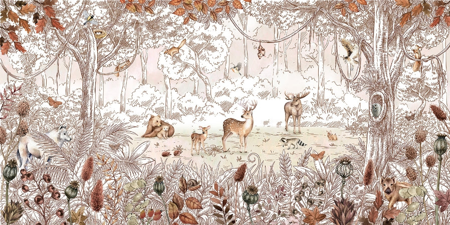 Autumn Forest Animals Wall Mural