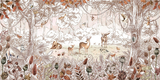 Autumn Forest Animals Wall Mural