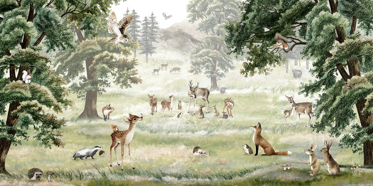 Forest fun wallpaper murals for kids room in your room
