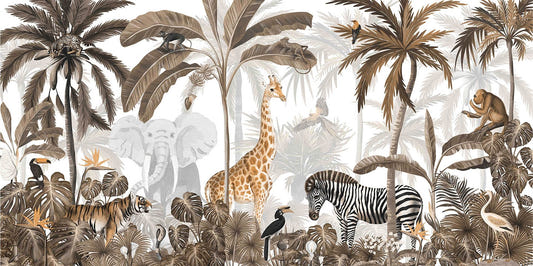 Jungle Jive Sepia Wallpaper Mural