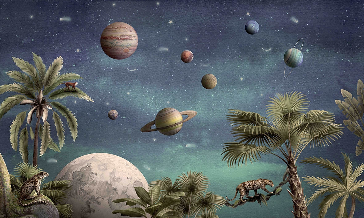 Pretty Planets Wallpaper Wall Murals in your room — zoomed