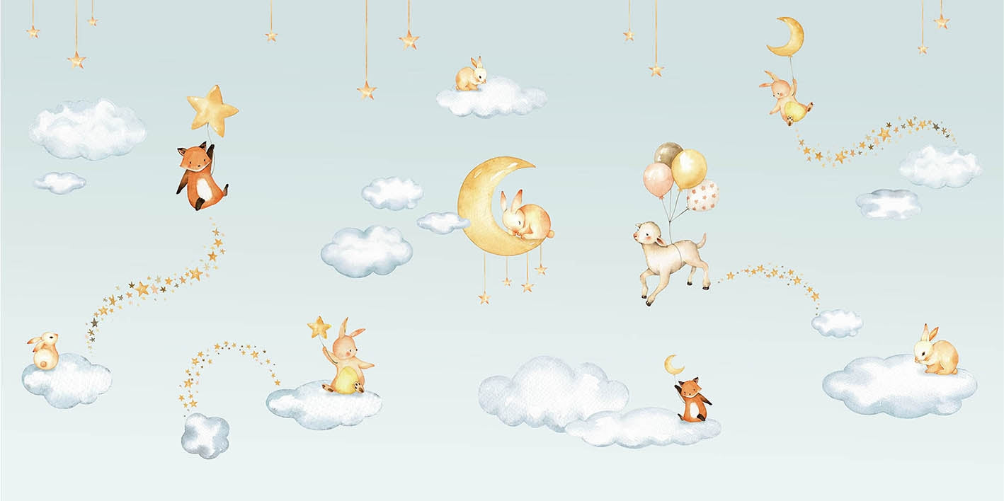 Blue Sweets dreams wallpaper for kids room