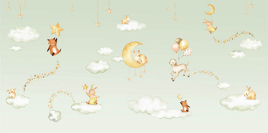 Green Sweet dreams wallpaper for kids room