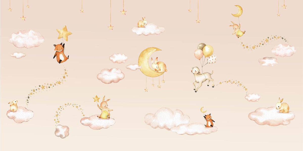Pink Sweet dreams wallpaper for kids room in your room — zoomed