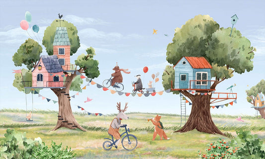 Treehouse Party Wallpaper for Kids Room
