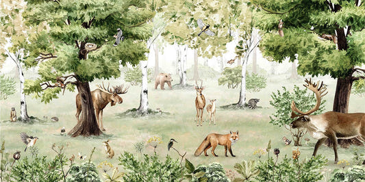 Watercolor Woodland Wonders Mural Wallpaper