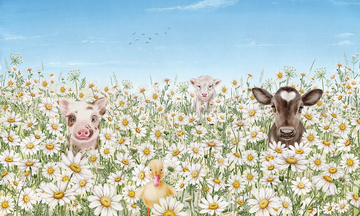 Farm Animals Wallpaper Mural in your room — zoomed