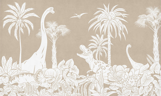 Monochrome Dino Brown Wall Mural