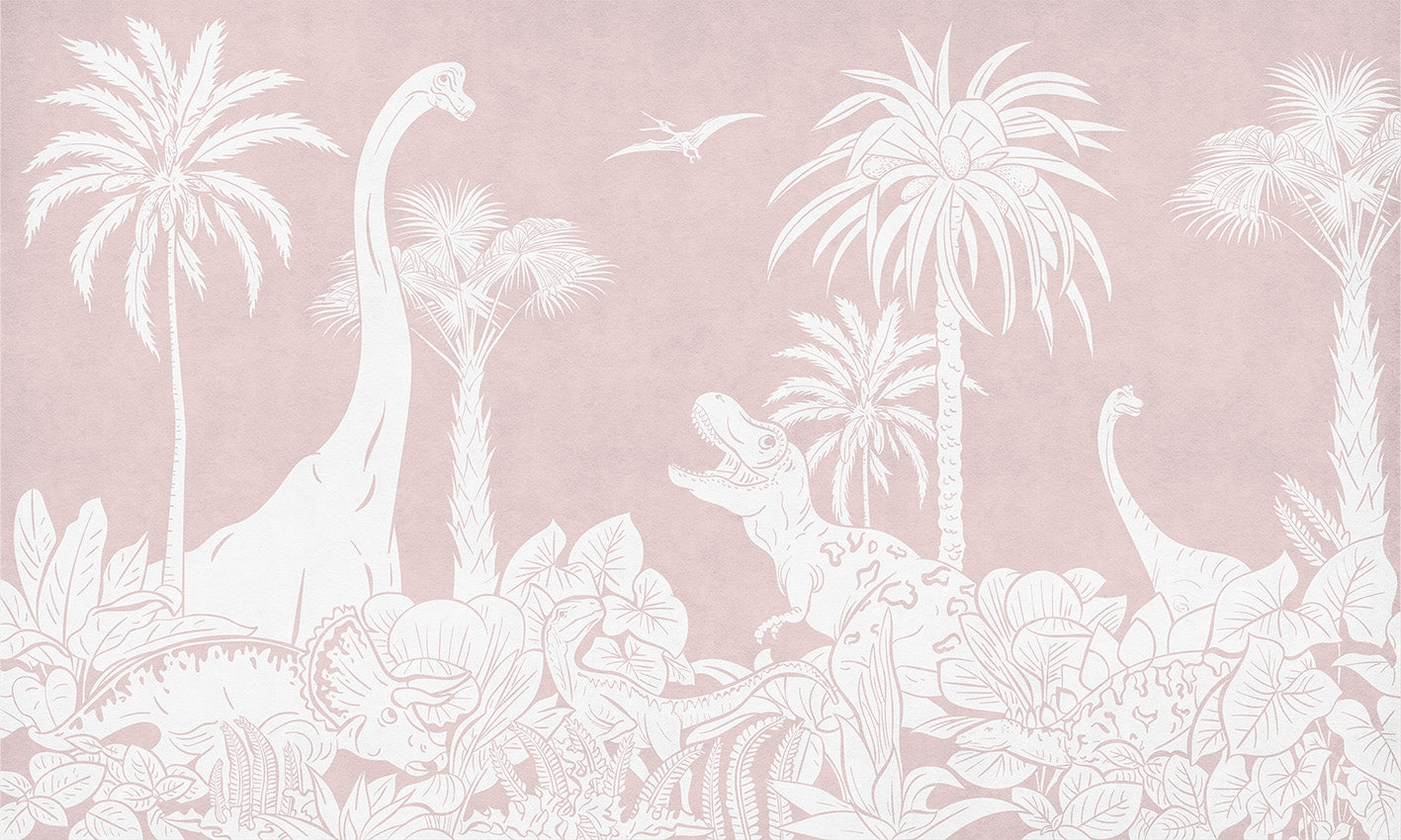 Monochrome Dino Pink Wall Mural