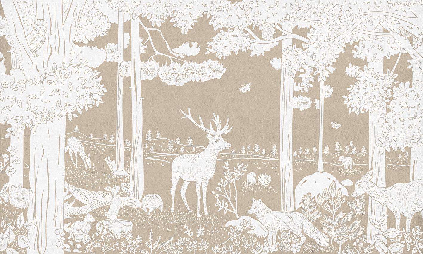 Monochrome Forest Brown Wall Mural